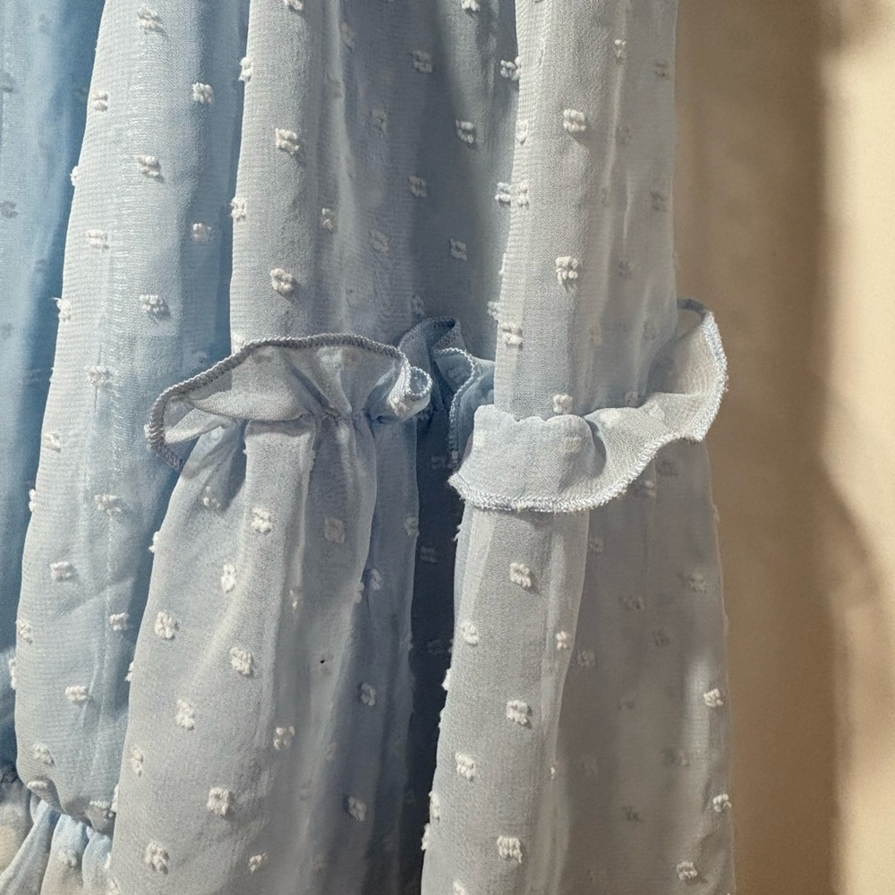 Light Blue Off-Shoulder Blouse - Picture 2 of 10